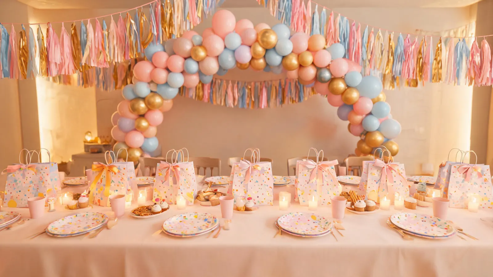 Party table with coordinated Meri Meri decorations
